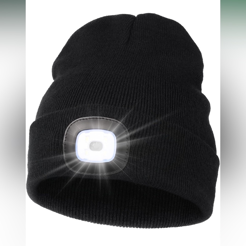 Unisex Hat with Light, USB Rechargeable Hands Free‎ Headlamp LED Beanie NWT